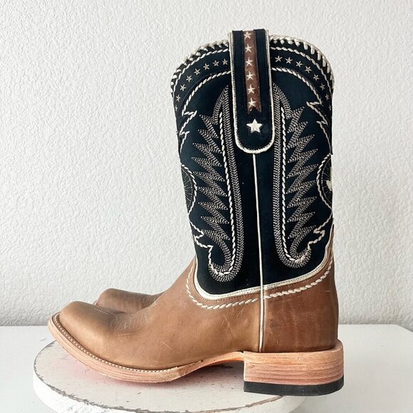 Lane RODEO HOUSTON Mens Cowboy Boots Size 10.5 Brown Leather Western Blunt Toe - Picture 4 of 11